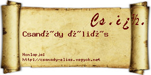 Csanády Éliás névjegykártya